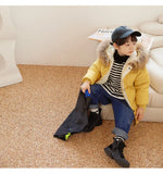 MQTIME  -  Large Fur Collar Kids Coats Boys Girls Thickened Down Jacket Children Winter Outerwear Teenager Hooded Casual Clothing 2-10Y