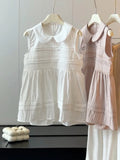  MQTIME  -  Summer Casual Peter Pan Collar Sleeveless Solid Loose All Match French Tanks