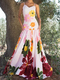 MQTIME  -  Women s Boho Floral Print Spaghetti Strap Maxi Dress Sleeveless Flowy Hem Summer Beach Cami Dress with Pockets
