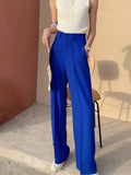 MQTIME  -  Solid Loose Wide Pants Woman New High Waist Fashion Straight Women's Pants Spring and Autumn Office Suit Trousers Womens