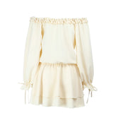  MQTIME  -  Off Shoulder Ruffles Patchwork Strapless Bodycon Mini Dress Women's Solid Sexy Outfit Party Clubwear Sexy Club Dresses