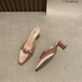MQTIME  -  Fashion Versatile Women Shoe Retro Style Womens High Heel 2025 Summer New Women Sandal Simple Non Slip Single Shoe Baotou Slipper