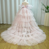 MQTIME  -  Sparkly Arabic Pink Girl Dress Beaded Pearls Dubai Kids Princess Birthday Wedding Party Ball Formal Gown 2024 J047