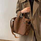 Mqtime Big Handbags Women Canvas Bag Fashion Daily Simple Crossbody Shoulder Bags Female Tote 4 Solid Color Vintage Retro Messenger Bag