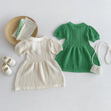 MQTIME  -  Summer Newborn Infant Baby Girls Hollow Out Knit Thin Muslin Dresses Ventilate Skirt Kids Onepiece Fashion Baby Clothing