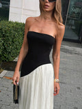 MQTIME  -  Spring/summer New Fashion Temperament Slim Dress Contrasting French Elegant Long Skirt A-line Skirt