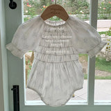 MQTIME  -  New Summer Newborn Baby Girl Romper Flying Sleeve Cotton Mesh Splicing Toddler Baby Girl Jumpsuit 0-24M Baby Girl Clothing