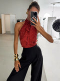 MQTIME  -  Polka Dot Sleeveless Backless Women Halter Top for Spring Summer Y2K Sexy High Street Hotgirl Slim Tops Fashion Party Vests