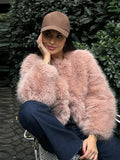 MQTIME  -  Faux Fur Short Coats Women Casual Solid Long Sleeved Fluffy Fox Fur Jacket Female Autumn Winter Fashion High Street Outwear