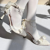 MQTIME  -  Elegant Women's Shoes Lolita Wedding Bridal Heels White Bow Butterfly Heels Y2K Heels Comfortable Mary Jane Shoe Summer