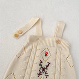 MQTIME  -  New autumn baby clothing, 0-3 year old female baby, knitted sweater embroidered jumpsuit, crawling suit