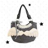  MQTIME  -  Y2K Reversible Angel Wing Polka Dot Tote Bag Baddie Girls Edgy Cute Sweet Shoulder Bag, Women Large Lightweight Canvas Handbag