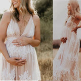 MQTIME  -  Women White Dress Maternity Photography Props Lace Boho Pregnancy Clothes Maternity Dresses For Pregnant Photo Shoot Clothing