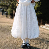 MQTIME  -   classic bud  polka dot splicing layers rich skin feel soft spring puffy skirt women  Slight Strech