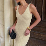 MQTIME  -  Popular Shell Hollow Beach Skirt Knitted Hollow Round Neck Sleeveless Long Dress for Summer