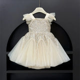  MQTIME  -  Sequined Princess Dress Girls Puff Dress Kids Birthday Party Mesh Gown Children Casual Clothes Toddler Fashion Vestidos 2-10Y