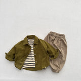  MQTIME  -  Autumn New Children Long Sleeve Shirts Cotton Girls Vintage Solid Coat Fashion Boys Casual Lapel Shirts Kids Clothes