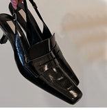 MQTIME  -  Stunning  Heel Sandals Women's Summer New Sle Bla Pointed Toe High Heel oes Faionable f Slippers PU Lined Rubbe...