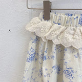 MQTIME  -  New Summer Baby Girl Clothes Suit Short Sleeved Cotton Flower Printed T-shirt+Skirt 3-7Yrs Children Clothing Set