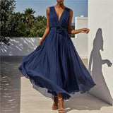  MQTIME  -  Elegant Women Dress Spring Summer Fashion Sleeveless Cinched Waist Long Maxi Dresses Bodycon Streetwear Soft Vestidos 2026