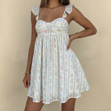 MQTIME  -  Women's Cute Babydoll Mini Dress Ruffle Straps Maternity Dresses Summer Y2K Flowy Teens Short A-Line Sundress