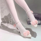 MQTIME  -  Elegant woman heeled shoes pink wedding bridal heels for ladies rose Lolita cosplay heels y2k cutecore dress shoes