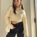 Mqtime Spring and Autumn female knitted sweater short  Spice Girl y2k design collocation sense folded wear twist crewneck pullover