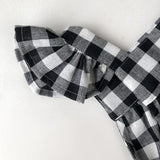  MQTIME  -  Retro Linen Black And White Plaid Girls Square Neck Dress Summer New Baby Girl Cotton Linen Loose Breathable Sleeveless Dresses