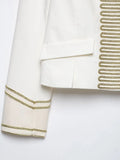 MQTIME  -  Women Fashion  Gold Braided Cropped Military Jacket Autumn Female Chic Jacket Lady Long Sleeve Short Napoleon Coat
