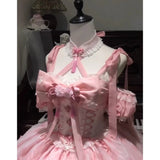 MQTIME  -  Peach Blossom Handmade Young Girls Birthday Lolita Tutu Dress Flower Party Dress Women Wedding High Quality Princess Dress