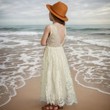 MQTIME  -  Big Size Princess Girls Cotton Lace Party Long Dress Baby Kids Flower Girl Wedding Birthday Children Clothing For 2-14 Years