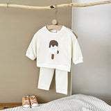 MQTIME  -  New Spring Baby Clothes Set Cute Infant Boys Cartoon Ice Cream Hoodie Suit Toddler Loose Outfit 2PCS