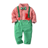 MQTIME  -  4Piece Sets Spring Autumn Boys Boutique Clothing Korean Fashion Gentleman Stripe Long Sleeve Baby Tops+Pants Kids Clothes BC1647