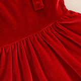 MQTIME  -  0-4Y Little Kids Girls Christmas Dress Sleeveless Tie-up Solid Slip Velvet Lace Tulle Princess Dress