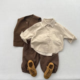  MQTIME  -  Autumn New Children Long Sleeve Shirts Cotton Girls Vintage Solid Coat Fashion Boys Casual Lapel Shirts Kids Clothes