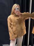  MQTIME  -  Women Suede Leather Jacket New Autumn Winter Fashion Long Sleeve Zipper  Coat Chic Female High Street Lapel Outerwear