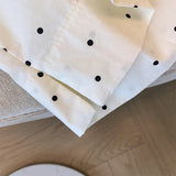 MQTIME  -  French bubble sleeved beige polka dot shirt for women's 2024 summer new retro loose tie round neck short sleeved top