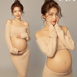 MQTIME  -  Studio New ArrivalsPregnant Women Photography Costume Props Knit Top Casual Sexy Home Style  Maternity Dresses for Photo Shoot