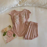 MQTIME  -   New Homewear Two-Piece Short-Sleeved Top Shorts Suit Pajamas Set Summer Comfortable Sleepwear Women Loungewear Pijama