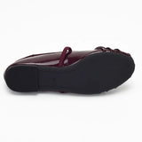 MQTIME  -  Shiny Pu Leather Red Ballet Flats Shoes for Women Pleated Round Toe Elegant Mary Janes Spring Autumn Comfortable Soft Loafers