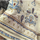  MQTIME  -  Embroidered Women Short Set Linen Blend Pleated Short Sleeve Top Elastic Waist Shorts Casual Loose Beach Vacation Two Piece Set