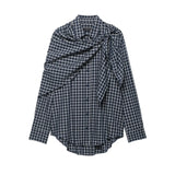 MQTIME  -  Spring New Plaid Long Sleeve Scarf Shirts Women Casual Turn-down Collar Single Breasted Blouse Shirts Female Chic Tops New