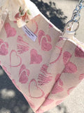 MQTIME  -  Harajuku Pink Handbag Women Retro Fairycore Aesthetic Heart Large Capacity Tote Bag Female Vintage Cute Shoulder Bag Y2k