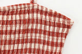  MQTIME  -  Women Elegant Red Plaid Skrit Sets Short Sling Top Camis High Waist Midi Skirts Summer Casual Holiday Beach Outfits