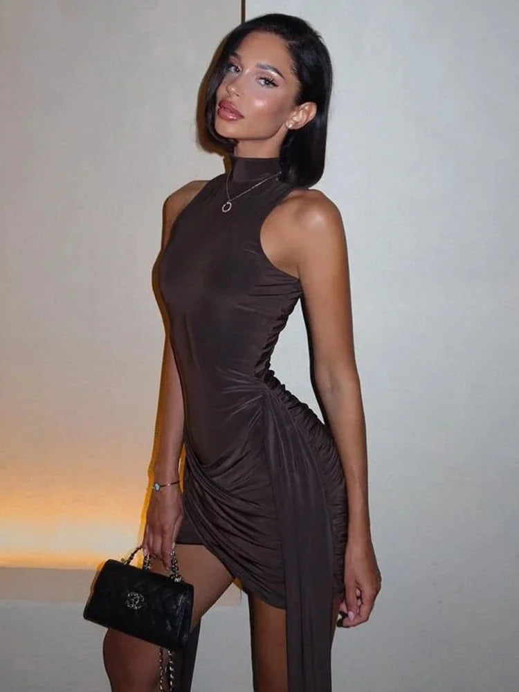 MQTIME - Turtleneck Sleeveless Sexy Mini Dress For Women Fashion Irreg mqtime MQTIME - Turtleneck Sleeveless Sexy Mini Dress For Women Fashion Irreg mqtime