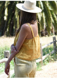 MQTIME  -  100% Linen Tops Button Down Solid Color Crop Tops Femme Boho Camis Holiday Solid Color Tank Tops Holiday Vest