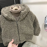  MQTIME  -  Boys Lamb Fur Jackets Girls Winter Thickened Hooded Zipper Coats Children's Clothing New Kids Fashion Clothing Outerwear