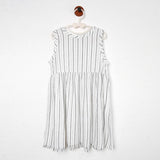  MQTIME  -  Girl's Linen Sleeveless Striped Dress Summer New Vintage Round Neck Casual Loose Cotton Linen Baby Girl Prairie Dresses