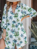 MQTIME  -  Summer New Beach Cover Ups Floral Printed Button Down Sundress Bikini Swimwears Femme Oversized Beachwear Mujer