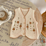 MQTIME  -  Spring and Autumn New Baby Clothing, 0-3year-old Female Baby, Embroidered Knitted Sweater, Vest Small Coat
